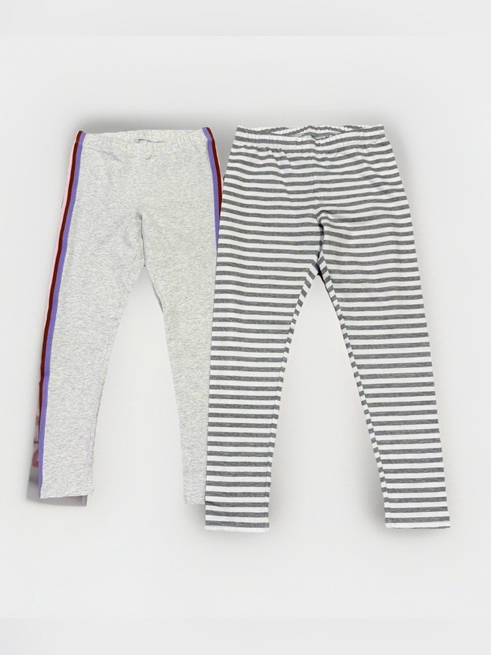 NWOT Therabouts  Bundle Of 2 Girls Sz 7/8 Leggings Grey White Striped Versatile